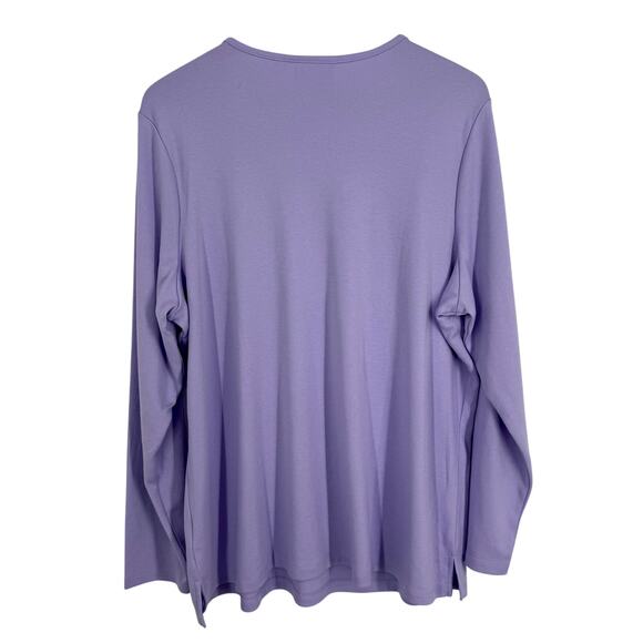 NEW NWOT Quacker Factory Plus Size 1X Purple Angels Christmas Blouse Shirt Top - Picture 6 of 6